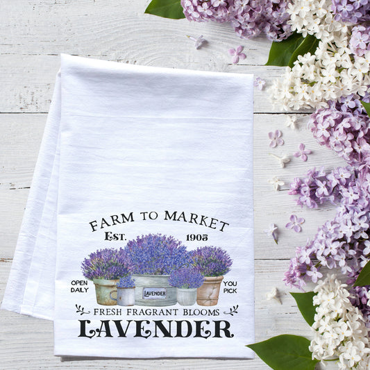 Fresh Lavender Farm Style Flour Sack Tea Towel - The Mirrored Past