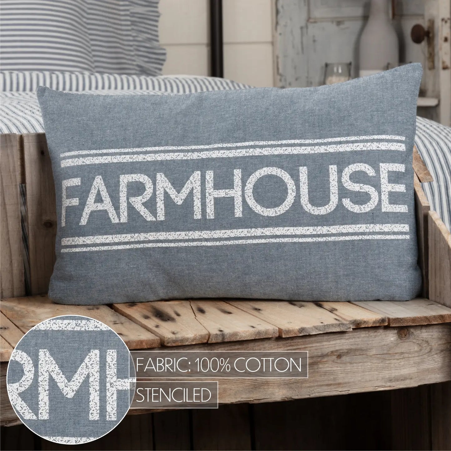 Sawyer Mill Blue Farmhouse Pillow 14x22 - The Mirrored Past