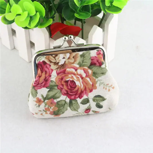 Floral Coin Purse, Cute Small Storage Purse Coins trinkets: white - The Mirrored Past
