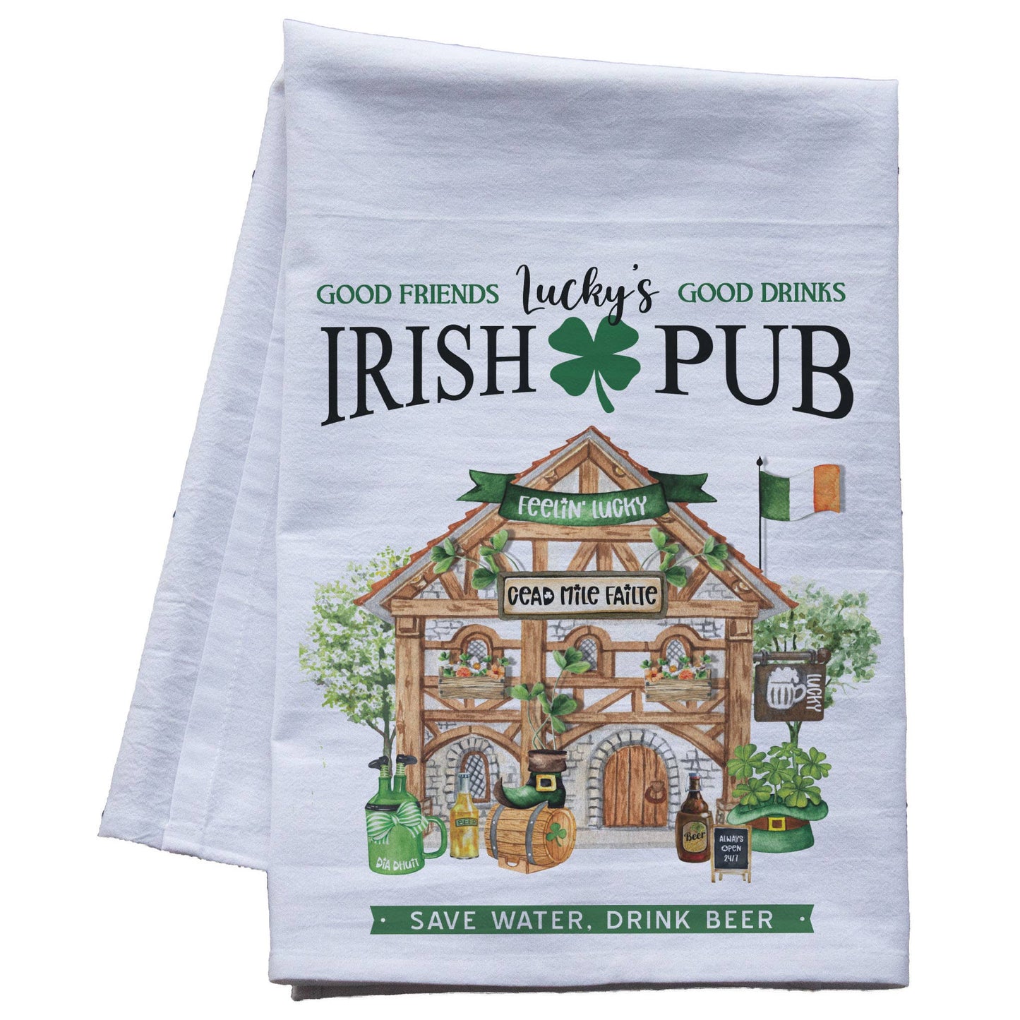 Lucky's Irish Pub Flour Sack Tea Towel