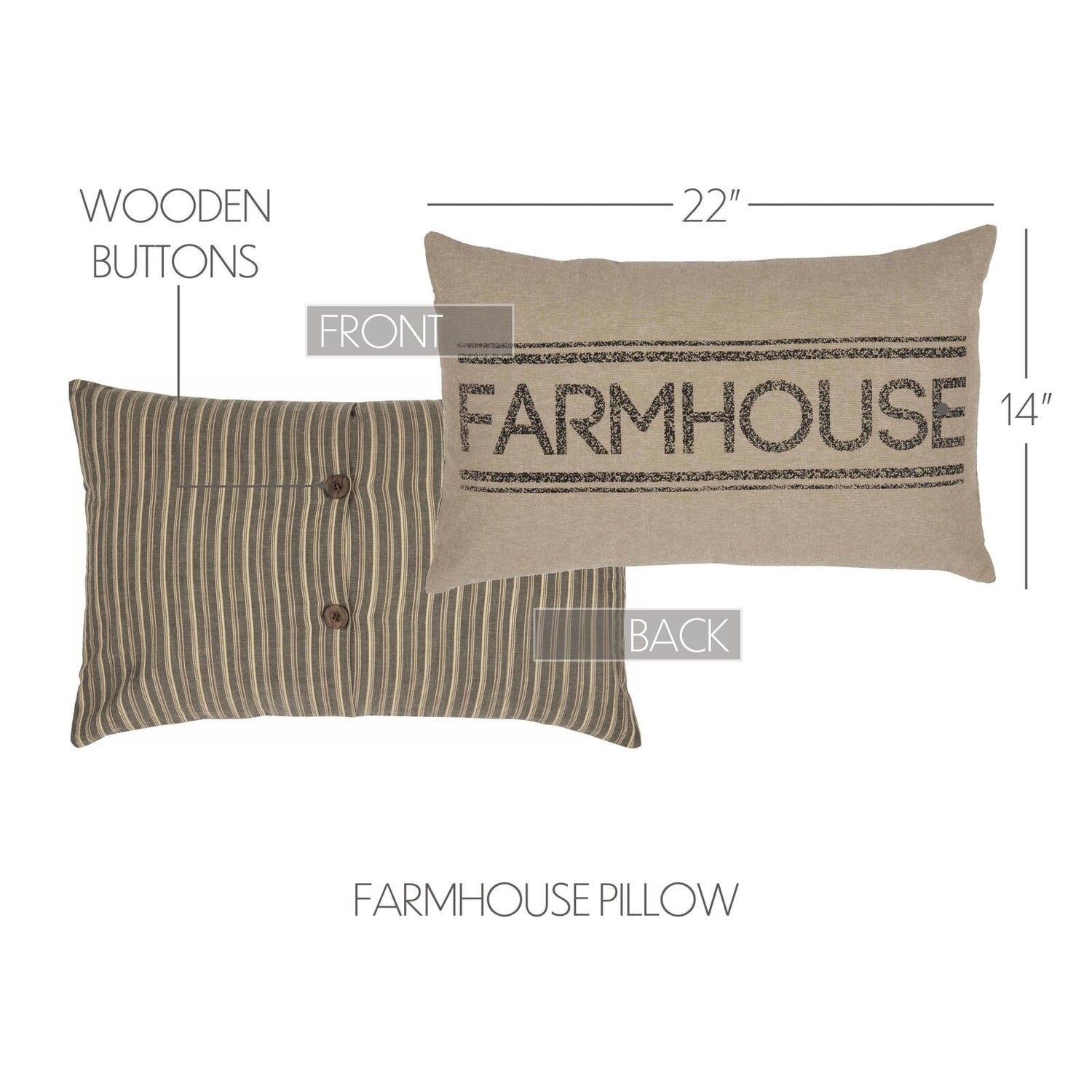Sawyer Mill Charcoal Farmhouse Pillow 14x22 - The Mirrored Past